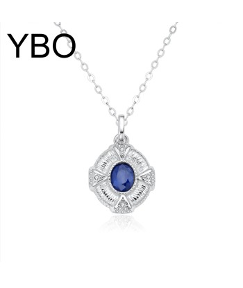 Sterling Silver Natural Sapphire Pendant Necklace For Women 2023