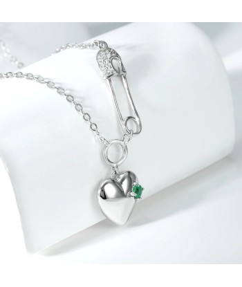 925 Sterling Silver Emerald Heart Pendant Necklace for Women de France