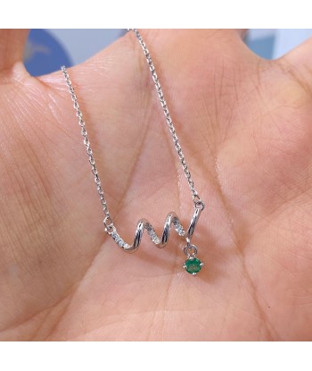 925 Sterling Silver Natural Emerald CZ Curved Pendant Necklace for Women une grave pollution 