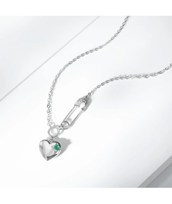 925 Sterling Silver Emerald Heart Pendant Necklace for Women de France