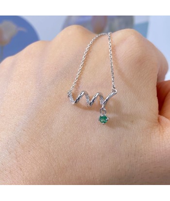 925 Sterling Silver Natural Emerald CZ Curved Pendant Necklace for Women une grave pollution 