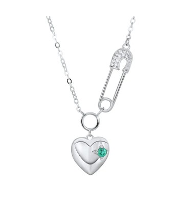 925 Sterling Silver Emerald Heart Pendant Necklace for Women de France