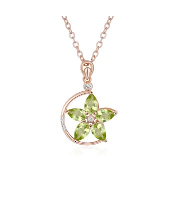 Rose Gold Plated 925 Sterling Silver Green Purple Garnet Flower Pendant Necklace for Women Les êtres humains sont 