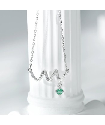 925 Sterling Silver Natural Emerald CZ Curved Pendant Necklace for Women une grave pollution 