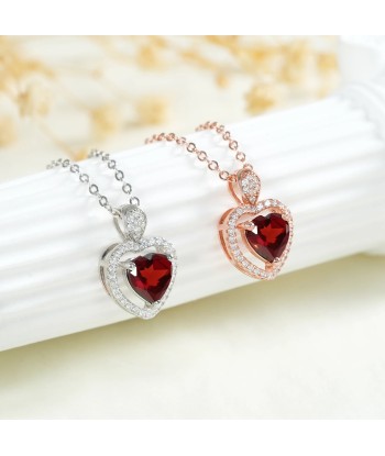 Sterling Silver 925 Natural Red Garnet Pendant Necklace for Women Les magasins à Paris