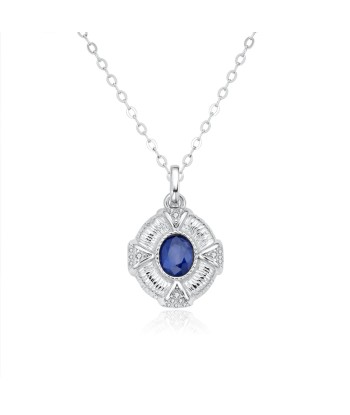 Sterling Silver Natural Sapphire Pendant Necklace For Women 2023