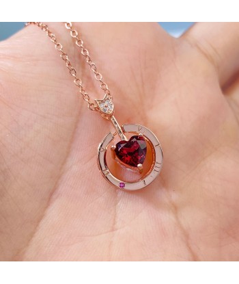 Sterling Silver 925 Natural Garnet Double Heart Arrows Pendant Necklace for Women Comment ça marche