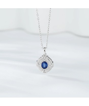 Sterling Silver Natural Sapphire Pendant Necklace For Women 2023