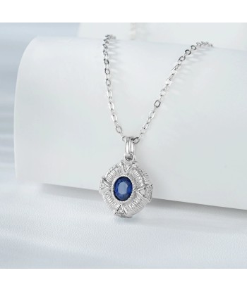 Sterling Silver Natural Sapphire Pendant Necklace For Women 2023