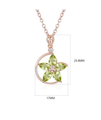 Rose Gold Plated 925 Sterling Silver Green Purple Garnet Flower Pendant Necklace for Women Les êtres humains sont 