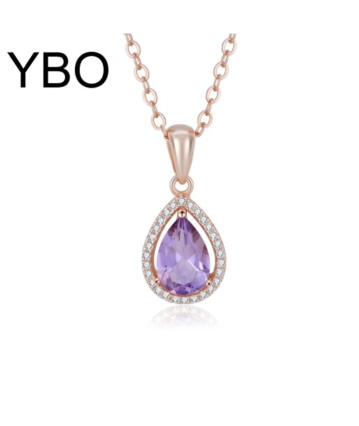 925 Sterling Silver Water Drop Amethyst Peridot Citrine Pendant Necklace for Women hantent personnes