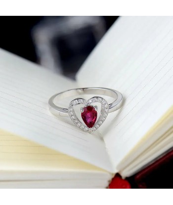 Real 18kt White Gold Red Ruby Engagement Ring, SR10 for Women Economisez 