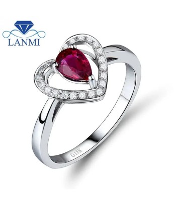 Real 18kt White Gold Red Ruby Engagement Ring, SR10 for Women Economisez 