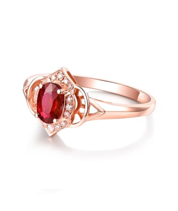 14K Rose Gold Ruby and Diamond Oval Ring for Women une grave pollution 