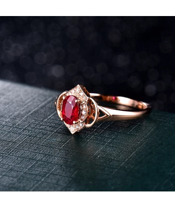 14K Rose Gold Ruby and Diamond Oval Ring for Women une grave pollution 