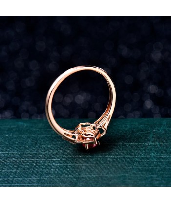 14K Rose Gold Ruby and Diamond Oval Ring for Women une grave pollution 