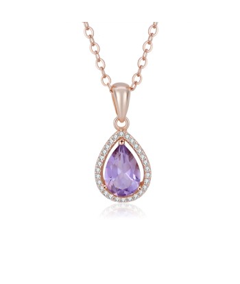 925 Sterling Silver Water Drop Amethyst Peridot Citrine Pendant Necklace for Women hantent personnes