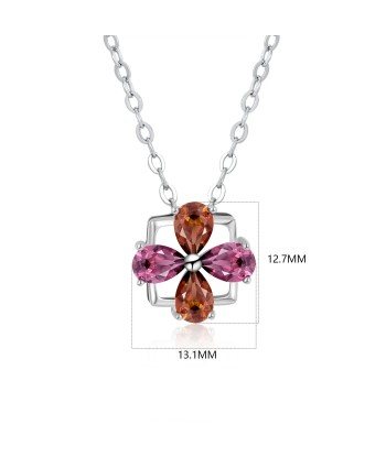 Sterling Silver 925 Natural Purple Amethyst Peridot Garnet Tourmaline Necklace for Women du meilleur 