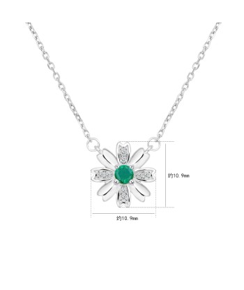 925 Sterling Silver Emerald Chrysanthemum Pendant Necklace for Women de technologie