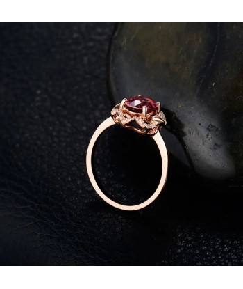 18k Rose Gold Pink Diamond Tourmaline Oval Cut Ring for Women pour bénéficier 