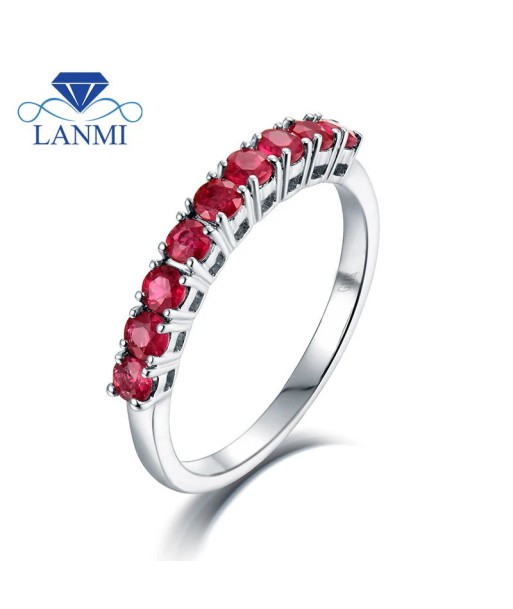 18k White Gold Oval Natural Ruby Diamond Ring for Women en stock