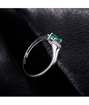 14K White Gold Green Pear Emerald Diamonds Ring for Women Venez acheter