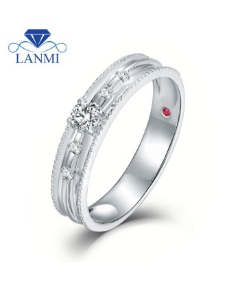 18K White Gold Diamond Ruby Wedding Band for Women livraison et retour toujours gratuits