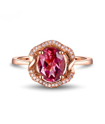 18k Rose Gold Pink Diamond Tourmaline Oval Cut Ring for Women pour bénéficier 