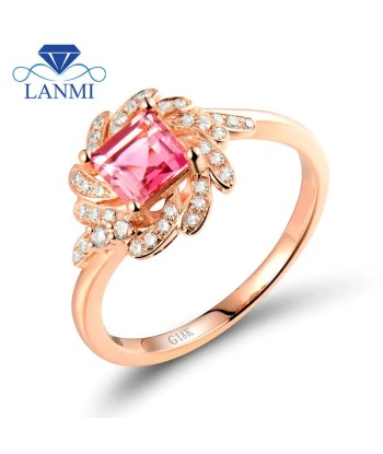 18K Rose Gold Pink Tourmaline Ring For Women s'inspire de l'anatomie humaine