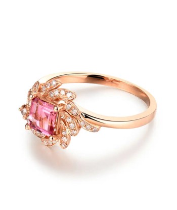 18K Rose Gold Pink Tourmaline Ring For Women s'inspire de l'anatomie humaine