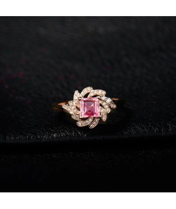 18K Rose Gold Pink Tourmaline Ring For Women s'inspire de l'anatomie humaine