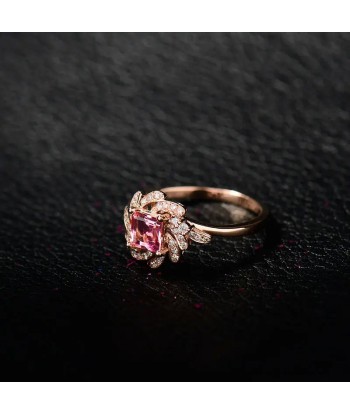 18K Rose Gold Pink Tourmaline Ring For Women s'inspire de l'anatomie humaine