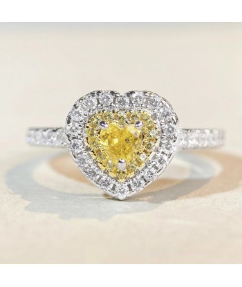 Sterling Silver Crushed Ice Cut Heart Lab Citrine and Sapphire Engagement Ring for Women commande en ligne