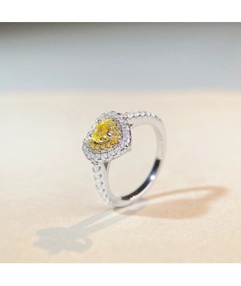 Sterling Silver Crushed Ice Cut Heart Lab Citrine and Sapphire Engagement Ring for Women commande en ligne