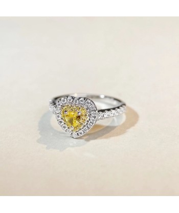 Sterling Silver Crushed Ice Cut Heart Lab Citrine and Sapphire Engagement Ring for Women commande en ligne