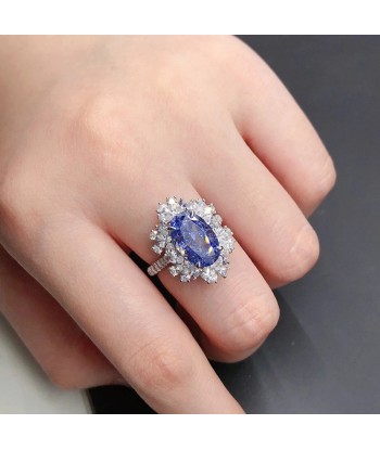 Sterling Silver 4.5 Ctw Oval Sapphire and Diamond Engagement Ring for Women Venez acheter