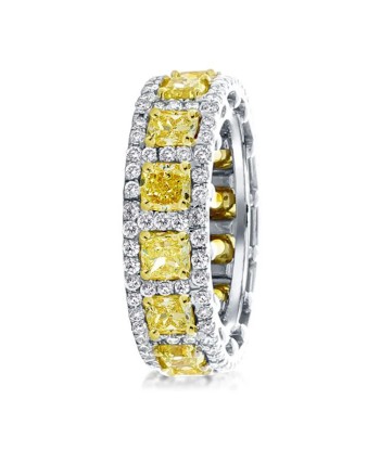 Sterling Silver Cushion Cut Fancy Yellow Sapphire and Moissanite Diamond Ring for Women Amélioration de cerveau avec