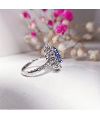 Sterling Silver 4.5 Ctw Oval Sapphire and Diamond Engagement Ring for Women Venez acheter