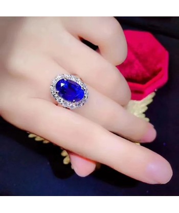 Sterling Silver Natural Sapphire Ring for Female Venez acheter