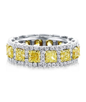 Sterling Silver Cushion Cut Fancy Yellow Sapphire and Moissanite Diamond Ring for Women Amélioration de cerveau avec