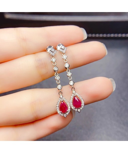 Sterling Silver Natural Ruby Earrings for Women 2023