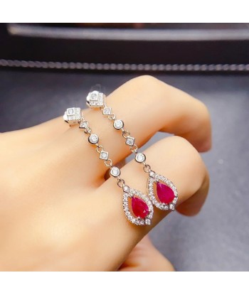 Sterling Silver Natural Ruby Earrings for Women 2023