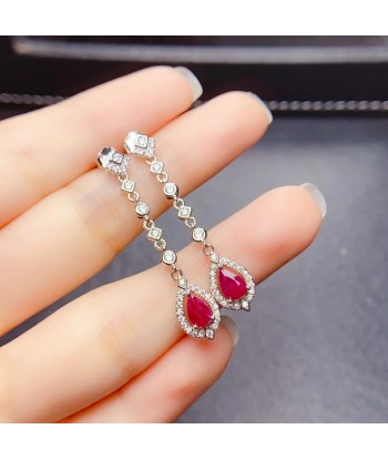 Sterling Silver Natural Ruby Earrings for Women 2023