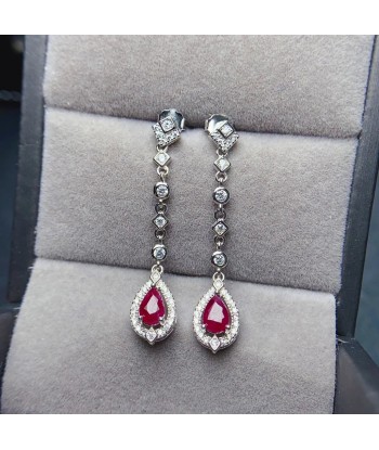 Sterling Silver Natural Ruby Earrings for Women 2023