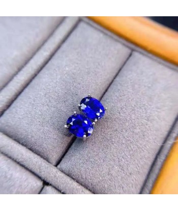 S925 Sterling Silver Natural Sapphire Ear Studs for Women Fin de série