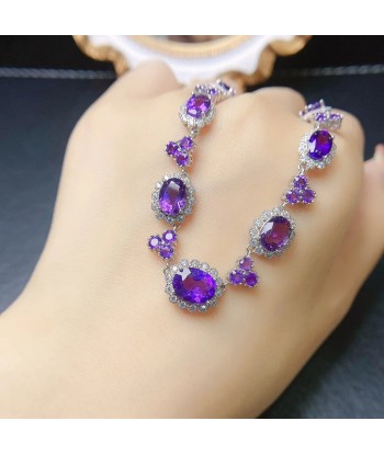 Sterling Silver Natural Amethyst Necklace 4*6ctw for Women ou a consommer sur place