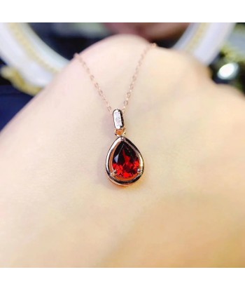 S925 Sterling Silver Sapphire/Amethyst/Emerald/Garnet Pendant Necklace for Women Faites des économies