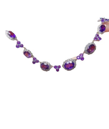 Sterling Silver Natural Amethyst Necklace 4*6ctw for Women ou a consommer sur place