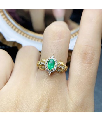 Sterling Silver 0.40ct Emerald Ring for Women d'Europe débarque