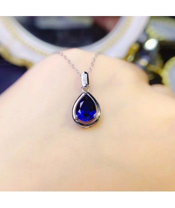 S925 Sterling Silver Sapphire/Amethyst/Emerald/Garnet Pendant Necklace for Women Faites des économies